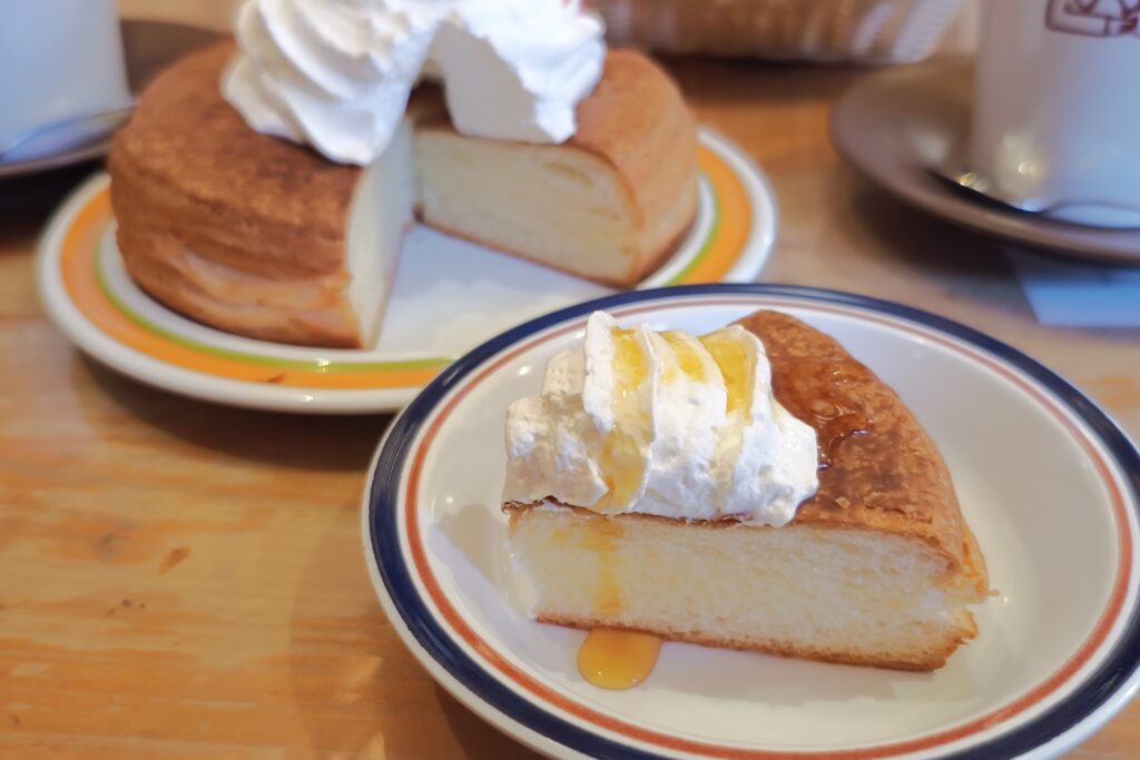 メープルシロップをかけて