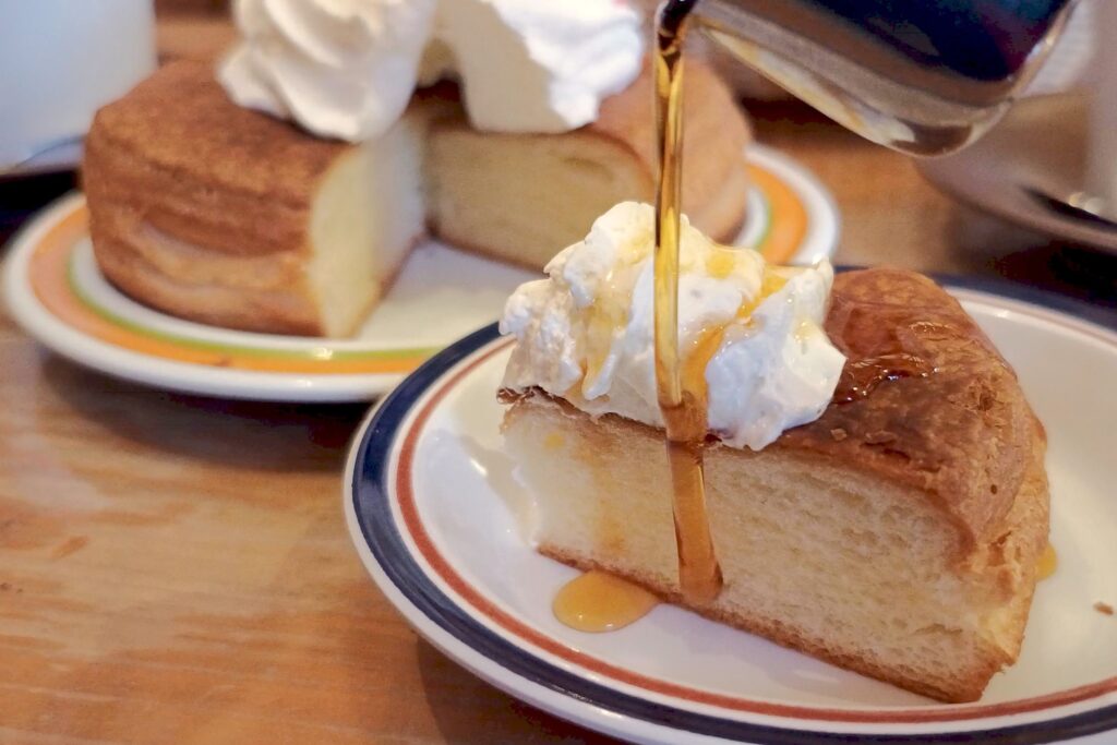 メープルシロップをかけて